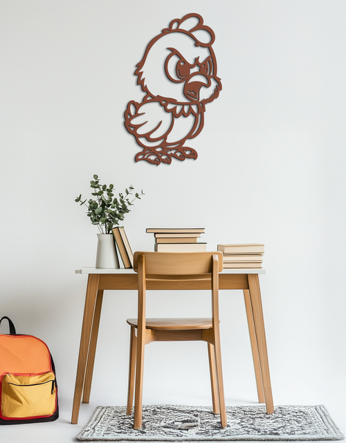 Load image into Gallery viewer, Angry Chick Metal Wall Art – Cartoon Chicken Silhouette Wall Decor-KAF618