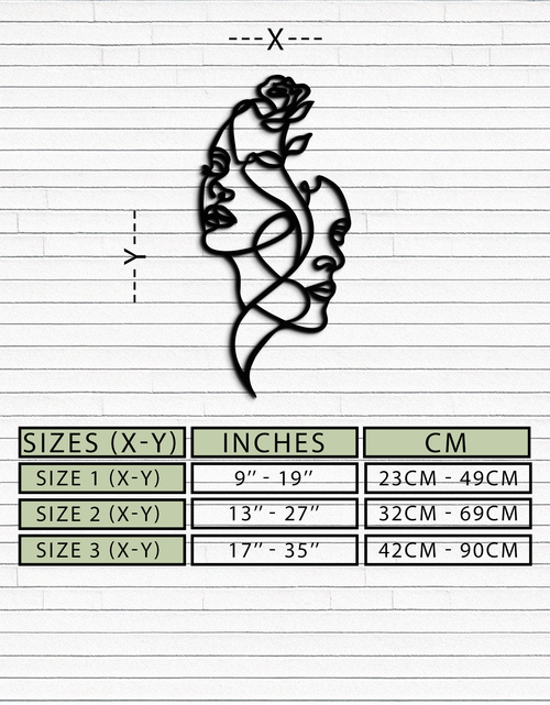 Load image into Gallery viewer, Abstract Line Art Woman Faces Metal Wall Art – Modern Minimalist Home Decor-KAF620