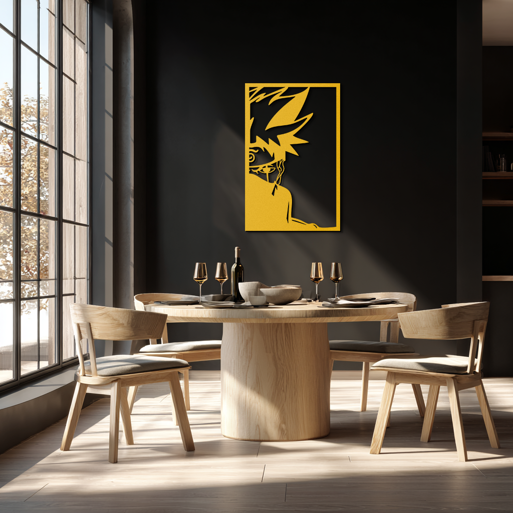 Naruto Inspired Metal Wall Art – Minimalist Ninja Silhouette Panel- KAF624
