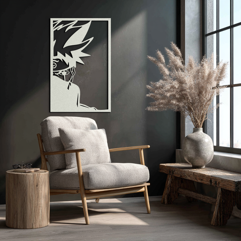Naruto Inspired Metal Wall Art – Minimalist Ninja Silhouette Panel- KAF624