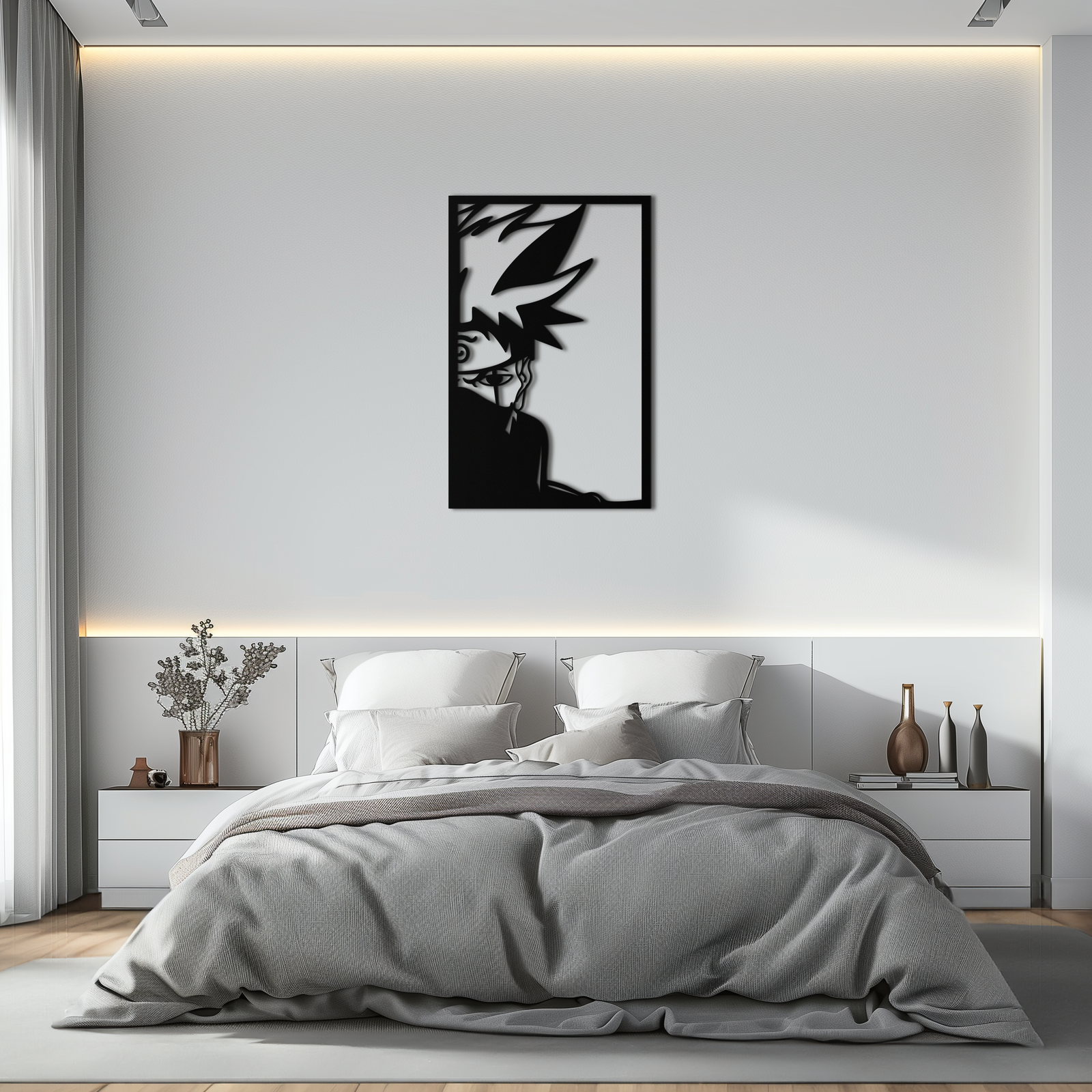 Naruto Inspired Metal Wall Art – Minimalist Ninja Silhouette Panel- KAF624