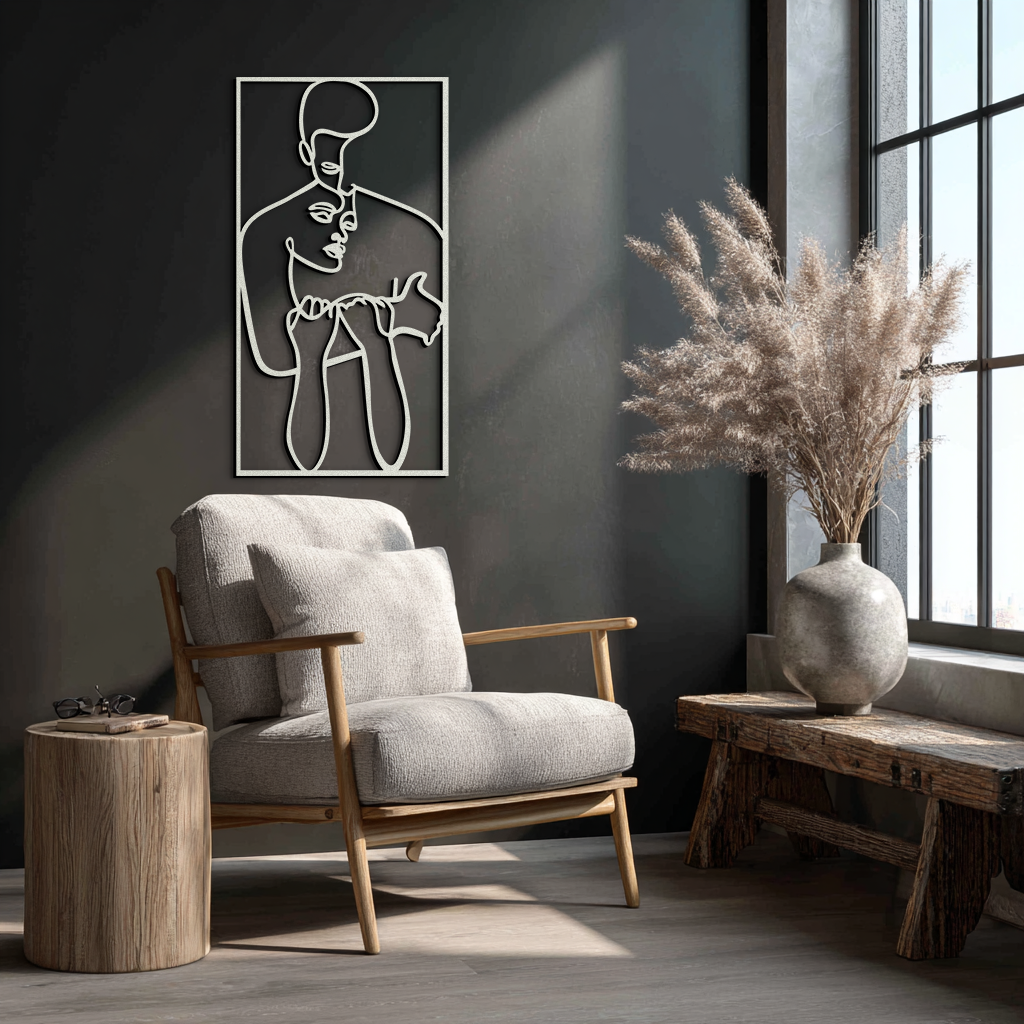act Couple Line Art Metal Wall Decor Abstr– Modern Minimalist Love Artwork- KAF625