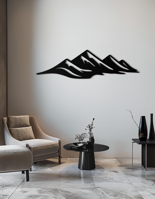 Load image into Gallery viewer, Mountain Silhouette Metal Wall Art – Horizontal Nature-Inspired Panel Decor- KAF627