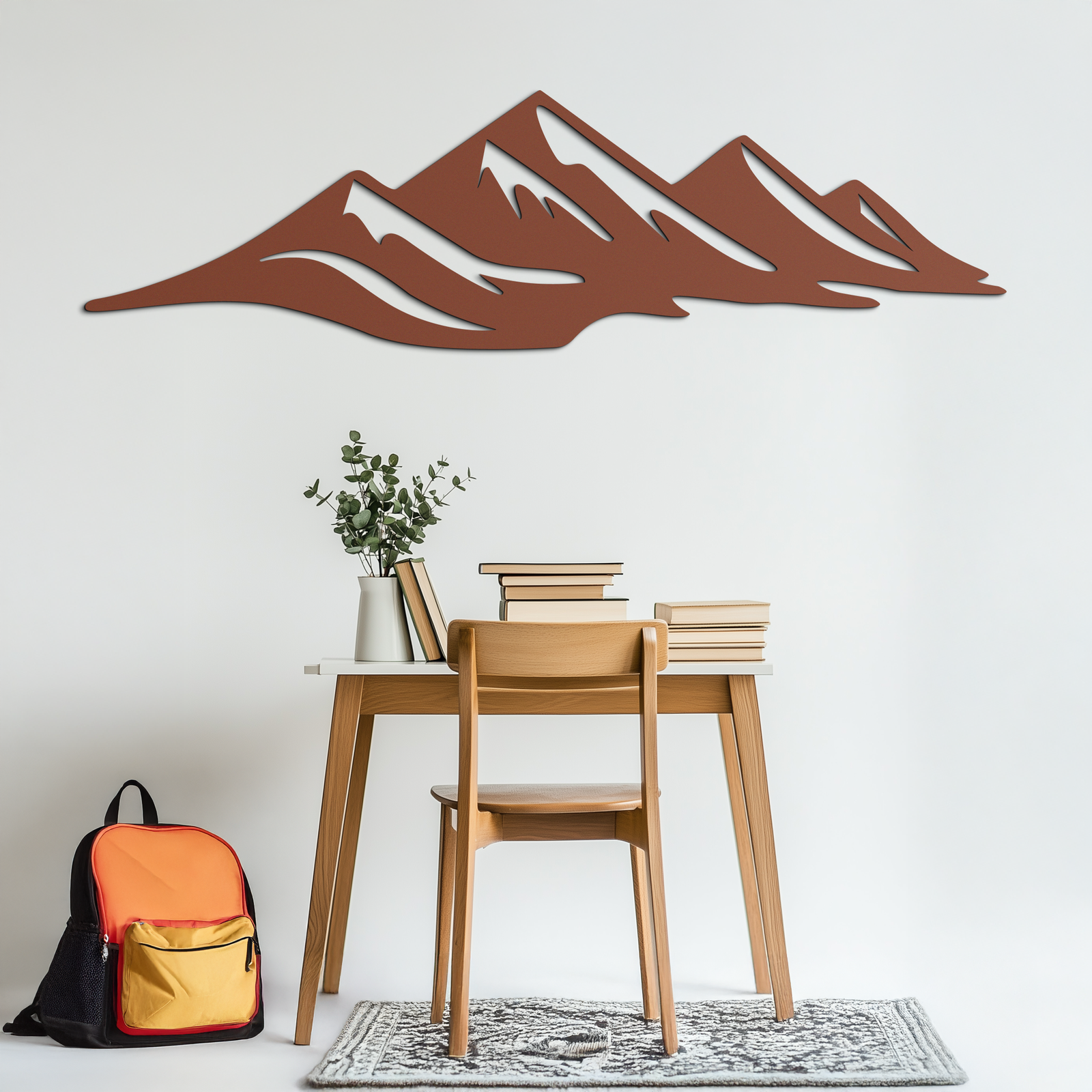 Mountain Silhouette Metal Wall Art – Horizontal Nature-Inspired Panel Decor- KAF627