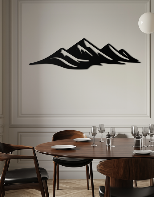 Load image into Gallery viewer, Mountain Silhouette Metal Wall Art – Horizontal Nature-Inspired Panel Decor- KAF627