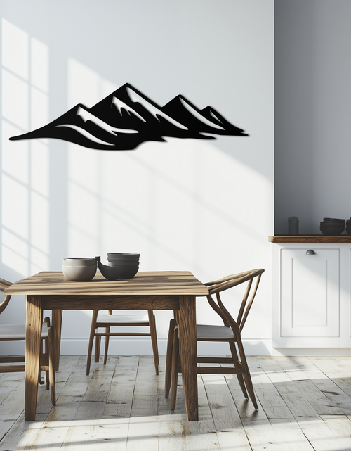 Load image into Gallery viewer, Mountain Silhouette Metal Wall Art – Horizontal Nature-Inspired Panel Decor- KAF627