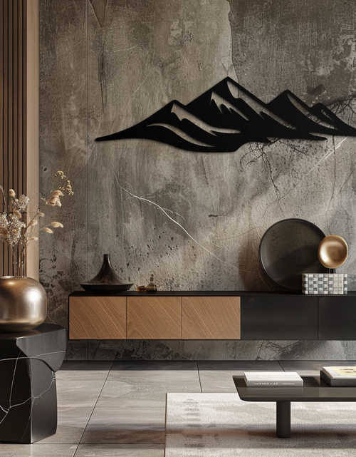 Load image into Gallery viewer, Mountain Silhouette Metal Wall Art – Horizontal Nature-Inspired Panel Decor- KAF627
