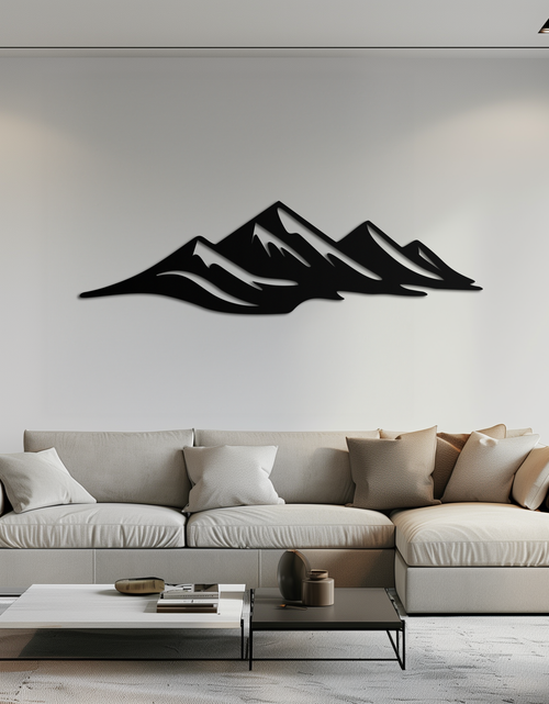 Load image into Gallery viewer, Mountain Silhouette Metal Wall Art – Horizontal Nature-Inspired Panel Decor- KAF627