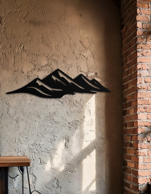 Load image into Gallery viewer, Mountain Silhouette Metal Wall Art – Horizontal Nature-Inspired Panel Decor- KAF627