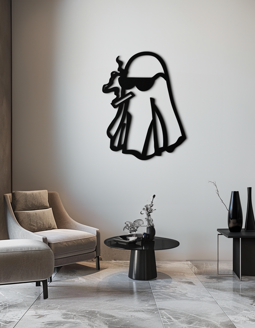 Load image into Gallery viewer, Cool Ghost Metal Wall Art – Smoking Ghost with Sunglasses Modern Decor- KAF629