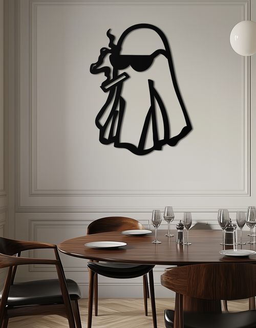 Load image into Gallery viewer, Cool Ghost Metal Wall Art – Smoking Ghost with Sunglasses Modern Decor- KAF629