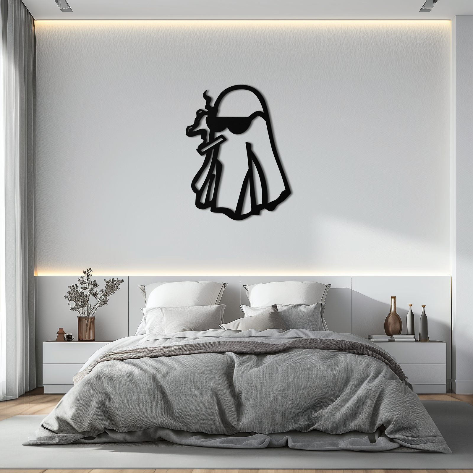 Cool Ghost Metal Wall Art – Smoking Ghost with Sunglasses Modern Decor- KAF629