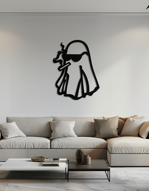 Load image into Gallery viewer, Cool Ghost Metal Wall Art – Smoking Ghost with Sunglasses Modern Decor- KAF629