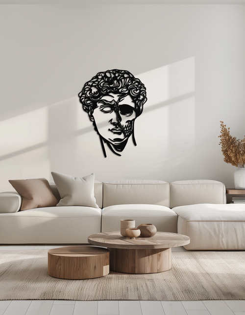 Load image into Gallery viewer, Half Skull David Head Metal Wall Art – Modern Classical Death Fusion Decor- KAF630