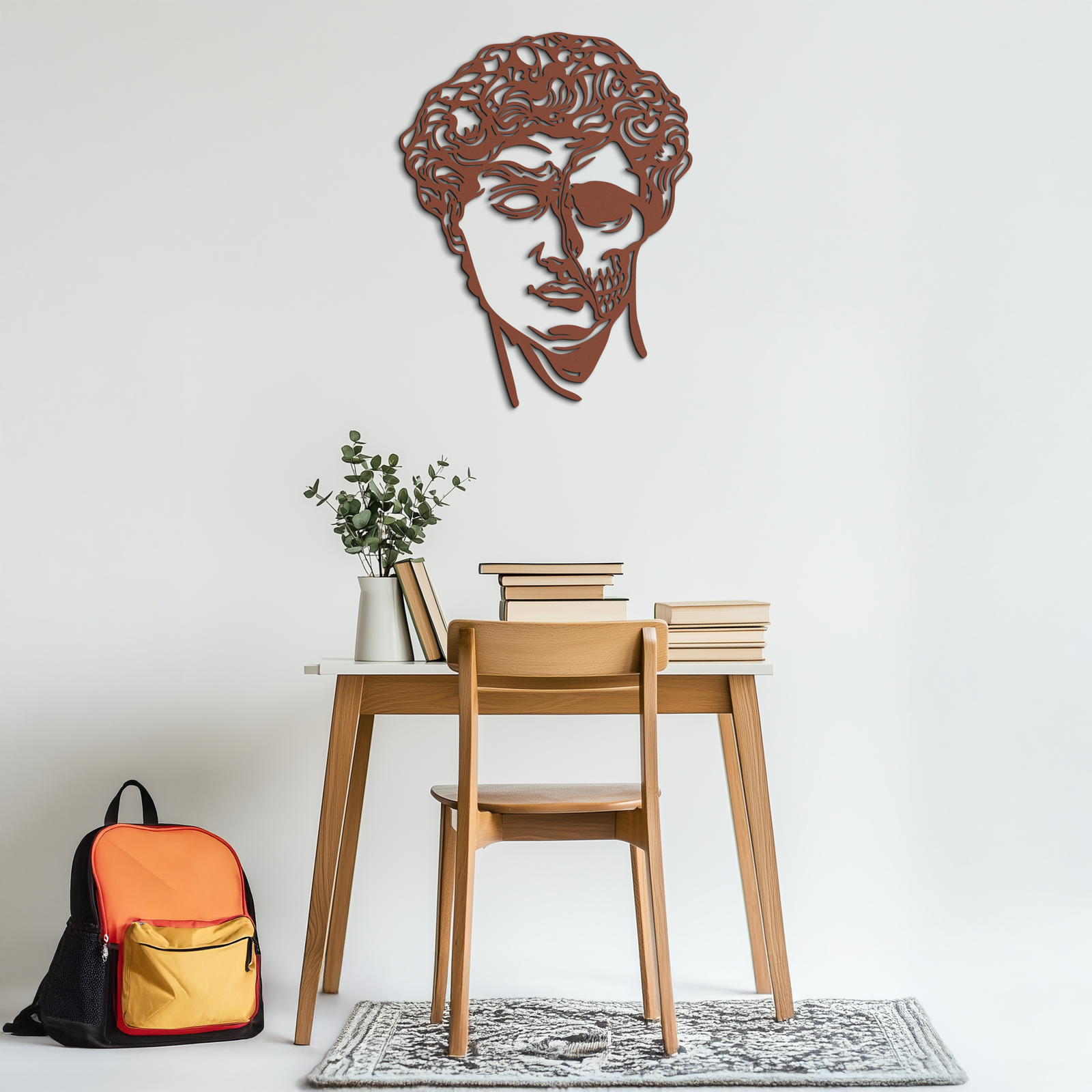 Half Skull David Head Metal Wall Art – Modern Classical Death Fusion Decor- KAF630