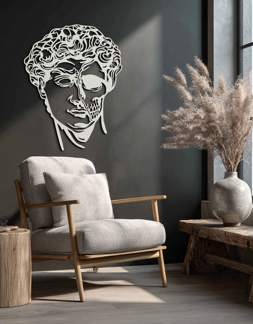 Load image into Gallery viewer, Half Skull David Head Metal Wall Art – Modern Classical Death Fusion Decor- KAF630