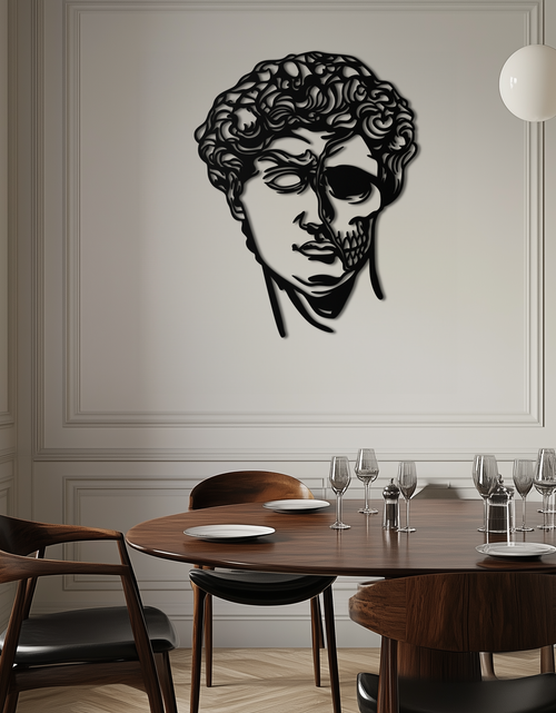 Load image into Gallery viewer, Half Skull David Head Metal Wall Art – Modern Classical Death Fusion Decor- KAF630