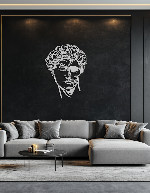 Load image into Gallery viewer, Half Skull David Head Metal Wall Art – Modern Classical Death Fusion Decor- KAF630
