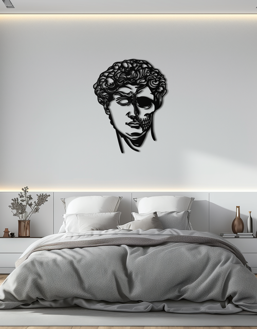 Load image into Gallery viewer, Half Skull David Head Metal Wall Art – Modern Classical Death Fusion Decor- KAF630
