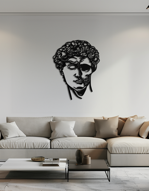 Load image into Gallery viewer, Half Skull David Head Metal Wall Art – Modern Classical Death Fusion Decor- KAF630