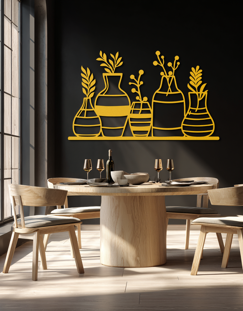 Load image into Gallery viewer, Modern Minimalist Vase Silhouette Metal Wall Art – Geometric Botanical Decor for Living Spaces- KAF631