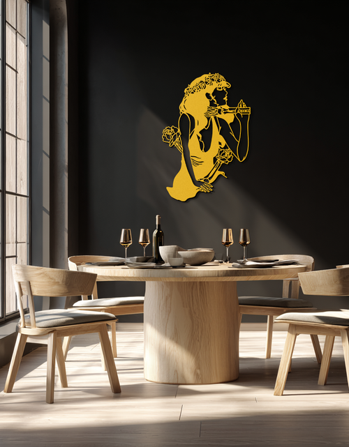 Load image into Gallery viewer, Skeleton Embrace Rose Lady Metal Wall Art – Romantic Gothic Silhouette Decor- KAF632