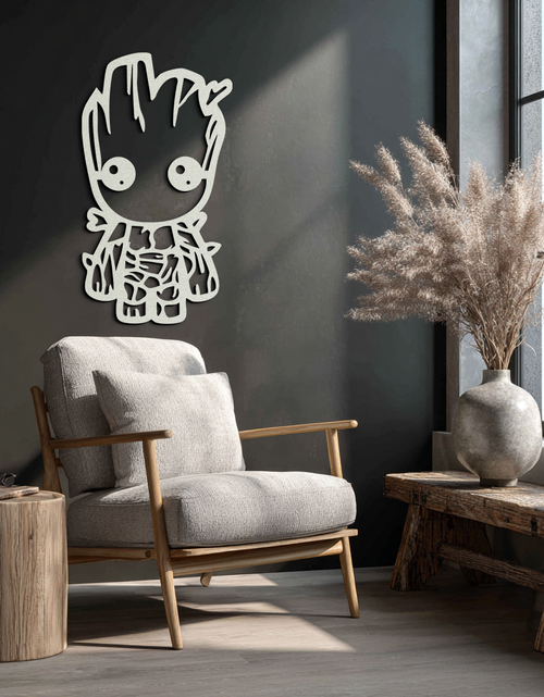 Load image into Gallery viewer, Baby Groot Silhouette Metal Wall Art – Cute Comic Character Metal Decor for Kids and Fans- KAF636