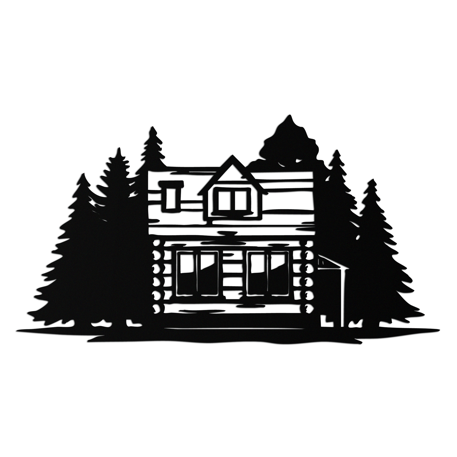 Mountain Log Cabin Metal Wall Art – Nature Inspired Outdoor Wall Decor for Home & Lodge- KAF640