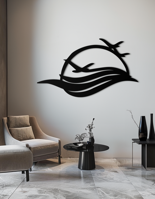 Load image into Gallery viewer, Flying Birds Over Sunset Metal Wall Art – Modern Nature-Inspired Silhouette Decor - KAF644