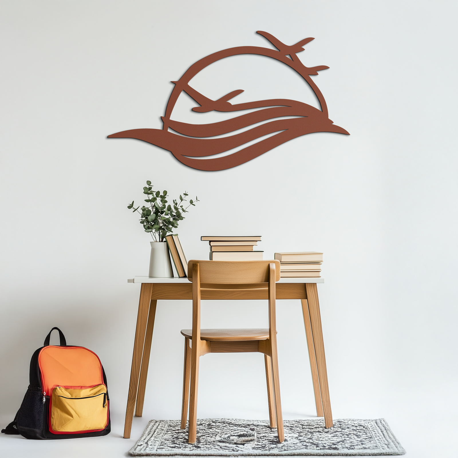 Flying Birds Over Sunset Metal Wall Art – Modern Nature-Inspired Silhouette Decor - KAF644