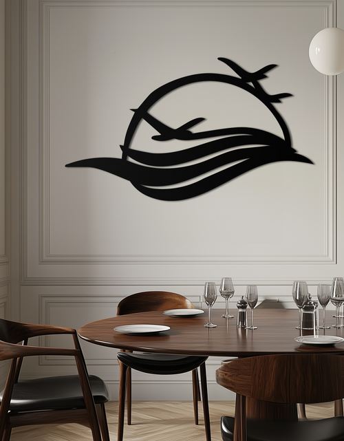 Load image into Gallery viewer, Flying Birds Over Sunset Metal Wall Art – Modern Nature-Inspired Silhouette Decor - KAF644