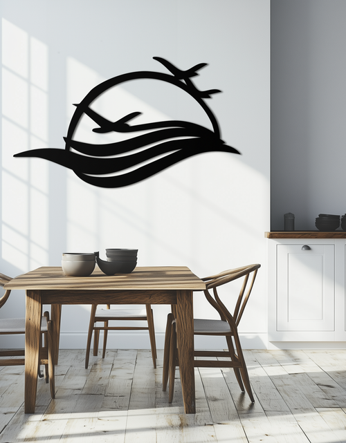 Load image into Gallery viewer, Flying Birds Over Sunset Metal Wall Art – Modern Nature-Inspired Silhouette Decor - KAF644