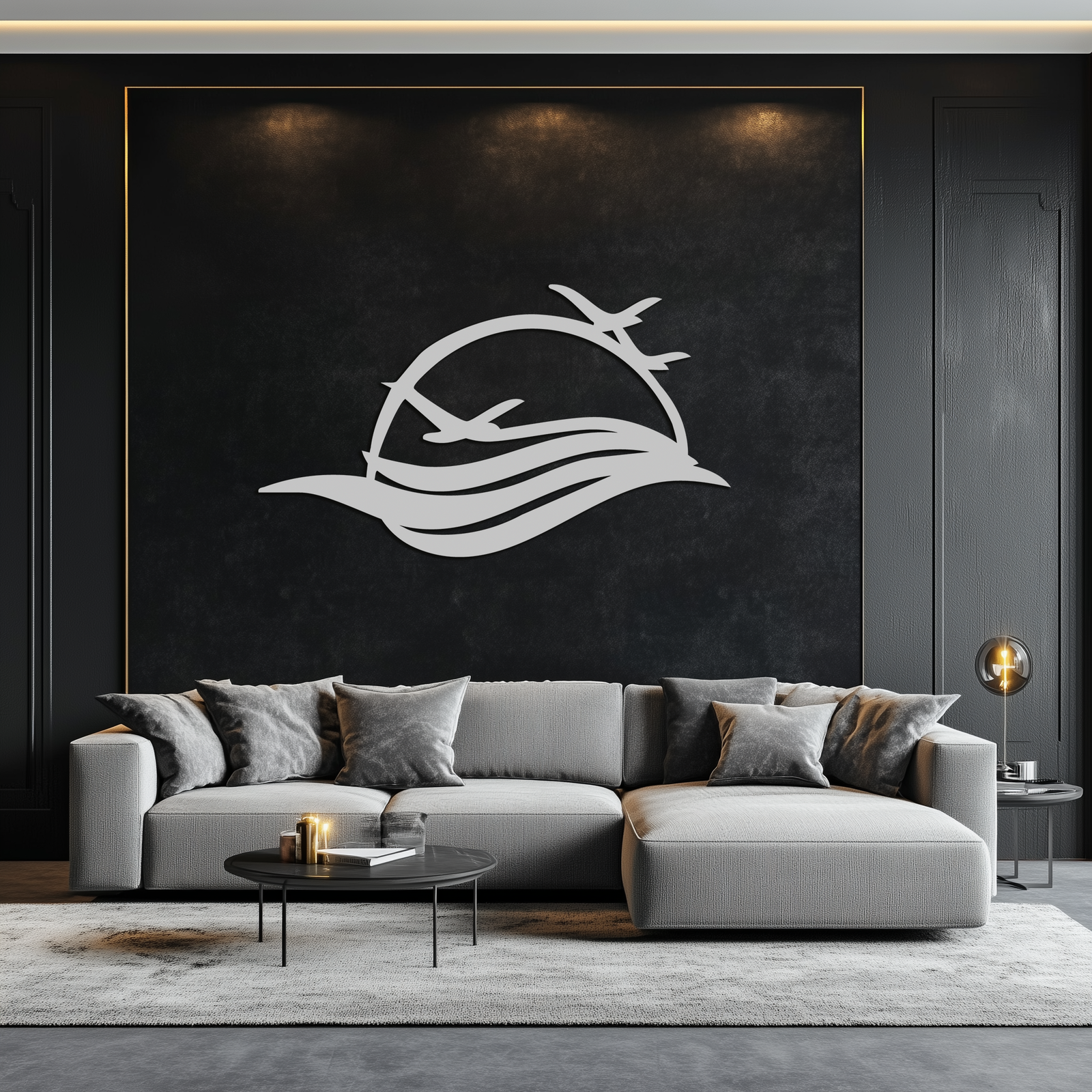 Flying Birds Over Sunset Metal Wall Art – Modern Nature-Inspired Silhouette Decor - KAF644