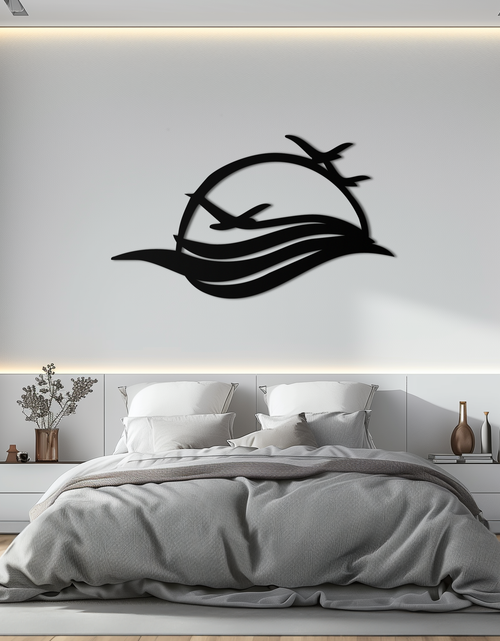 Load image into Gallery viewer, Flying Birds Over Sunset Metal Wall Art – Modern Nature-Inspired Silhouette Decor - KAF644