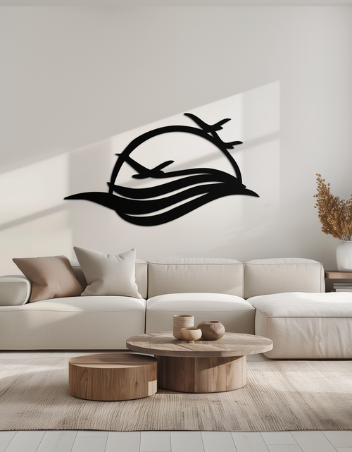 Load image into Gallery viewer, Flying Birds Over Sunset Metal Wall Art – Modern Nature-Inspired Silhouette Decor - KAF644