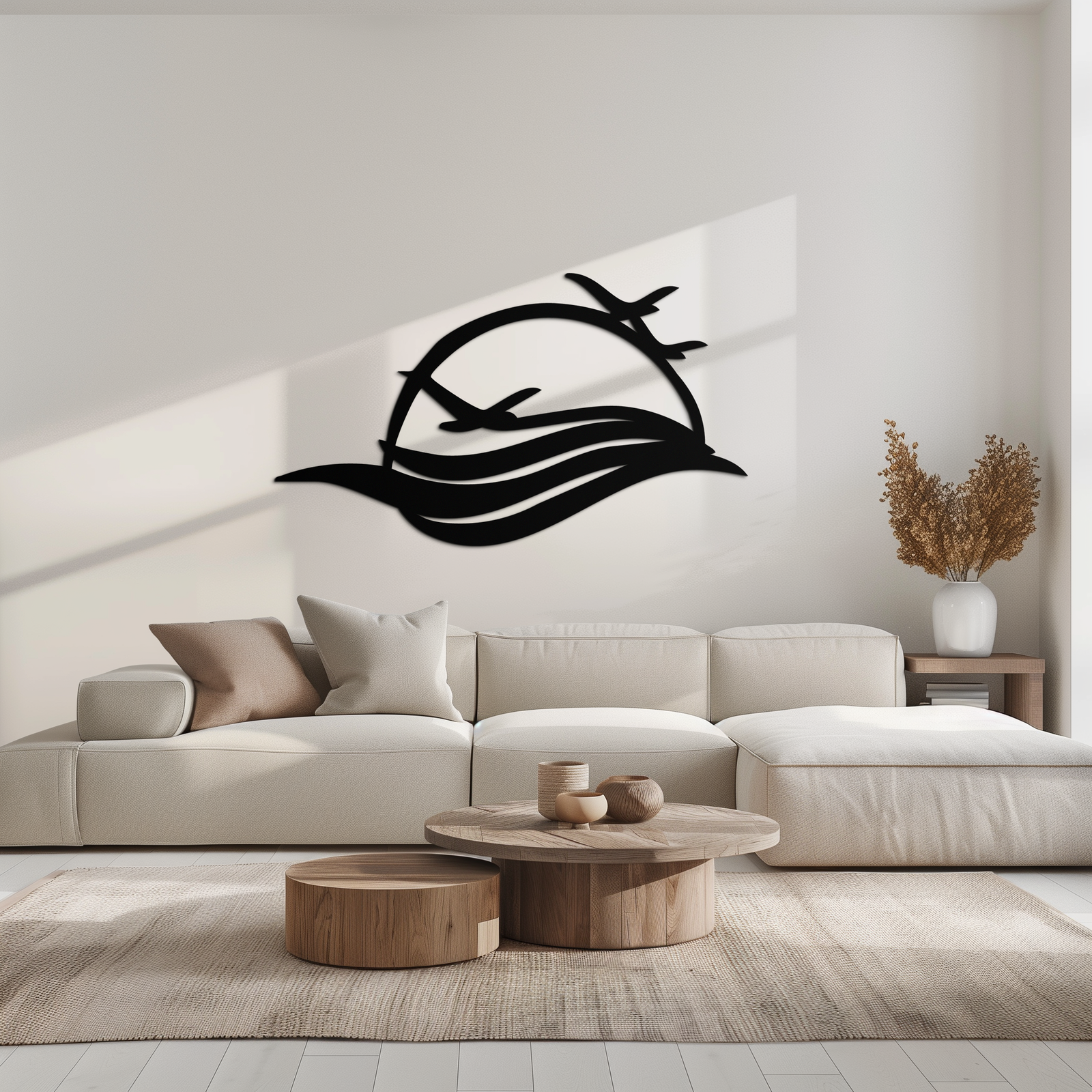 Flying Birds Over Sunset Metal Wall Art – Modern Nature-Inspired Silhouette Decor - KAF644