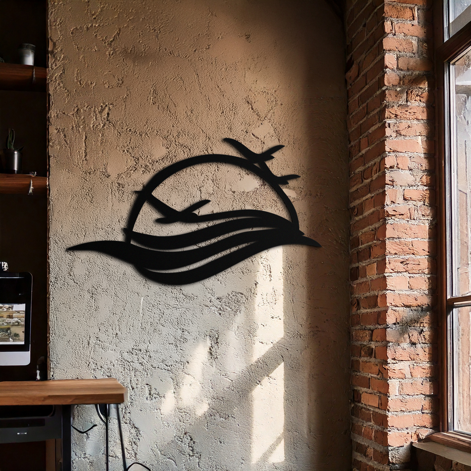 Flying Birds Over Sunset Metal Wall Art – Modern Nature-Inspired Silhouette Decor - KAF644