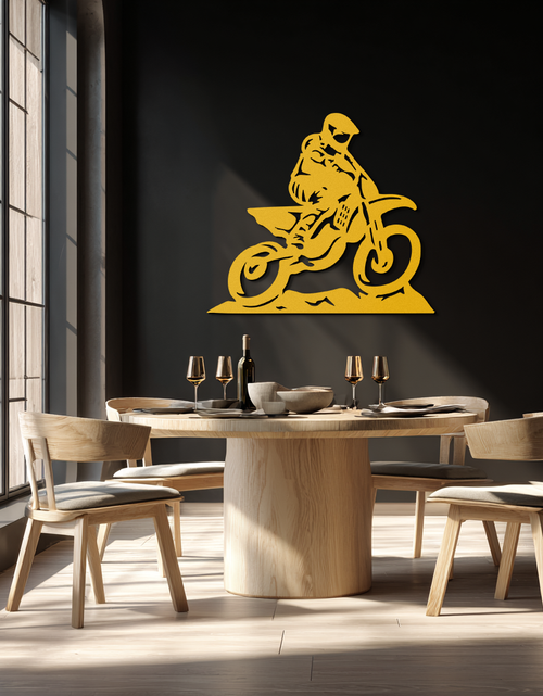 Load image into Gallery viewer, Dynamic Motocross Rider Metal Wall Art – Off-Road Motorcycle Silhouette Decor - KAF645
