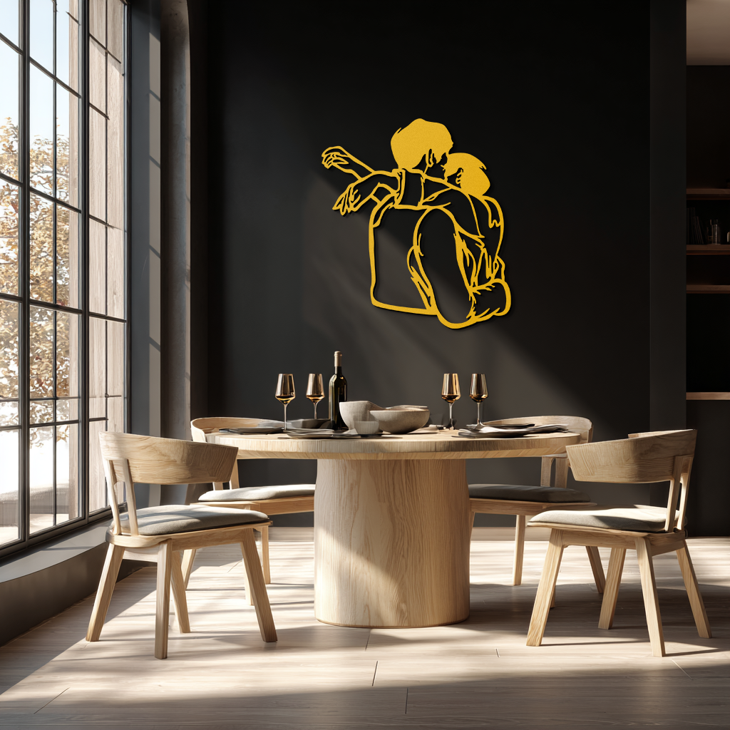 Embracing Couple Metal Wall Art – Romantic Silhouette for Modern Interiors- KAF647