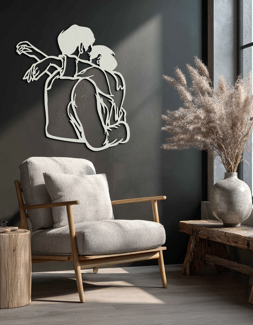 Load image into Gallery viewer, Embracing Couple Metal Wall Art – Romantic Silhouette for Modern Interiors- KAF647