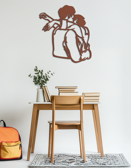 Load image into Gallery viewer, Embracing Couple Metal Wall Art – Romantic Silhouette for Modern Interiors- KAF647