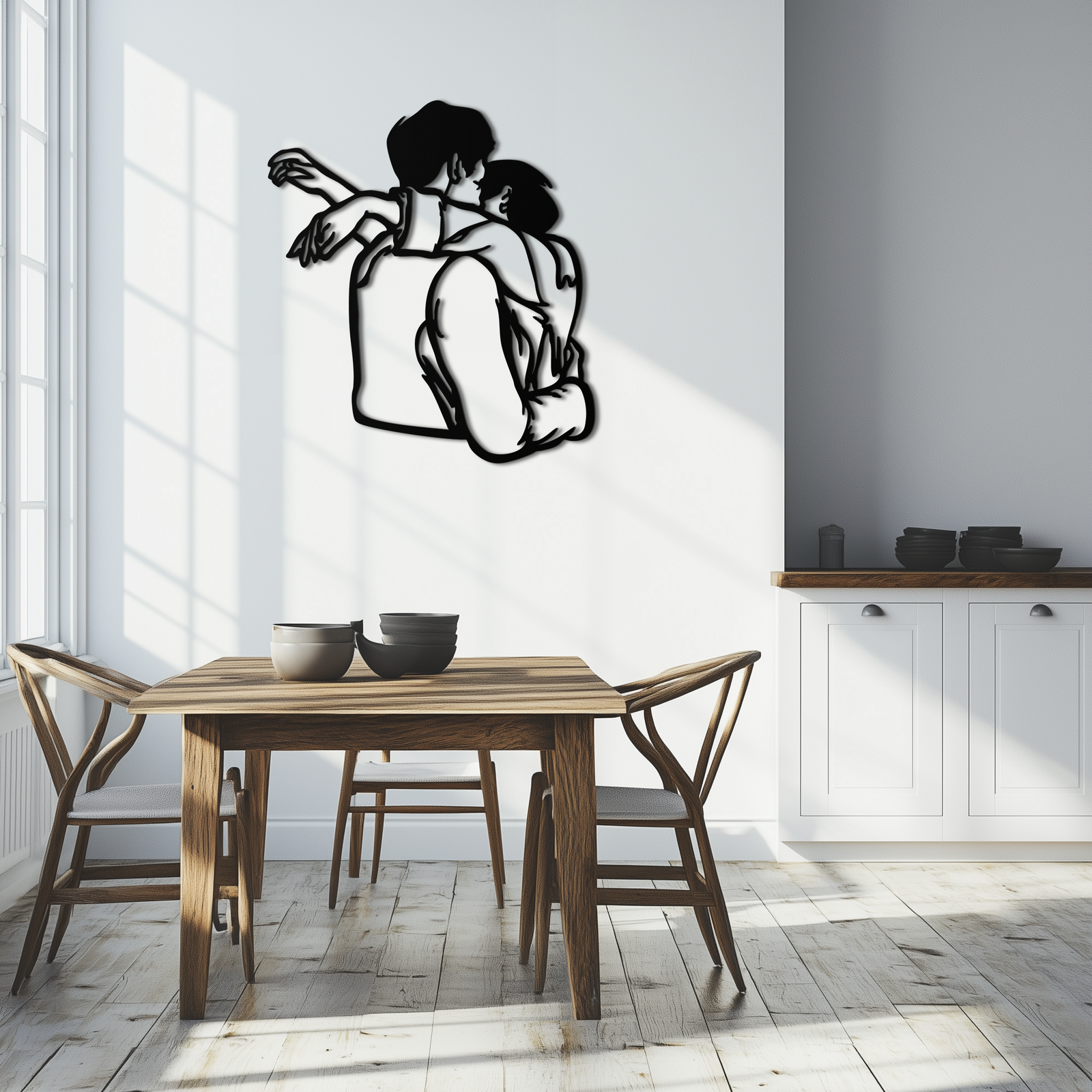 Embracing Couple Metal Wall Art – Romantic Silhouette for Modern Interiors- KAF647