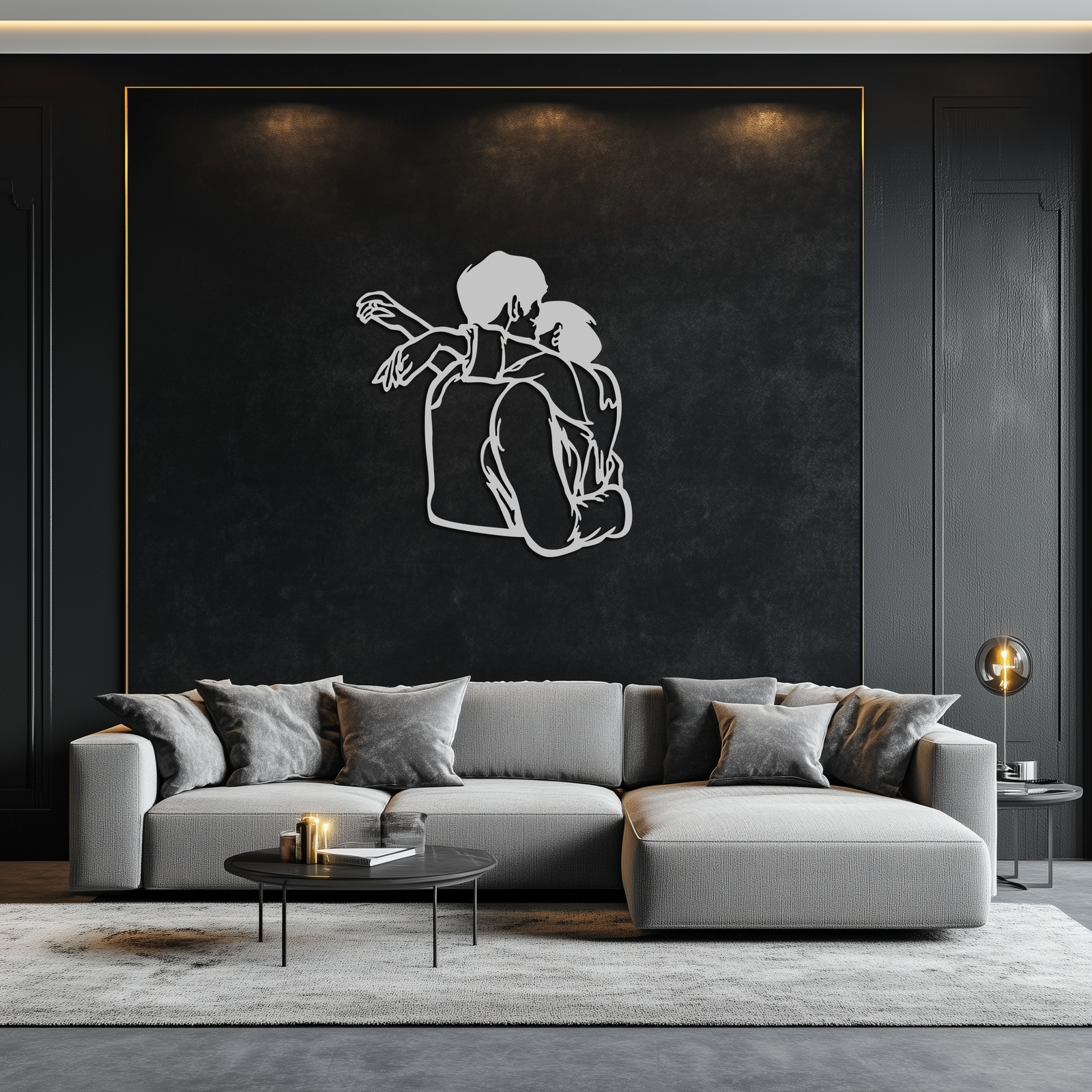 Embracing Couple Metal Wall Art – Romantic Silhouette for Modern Interiors- KAF647