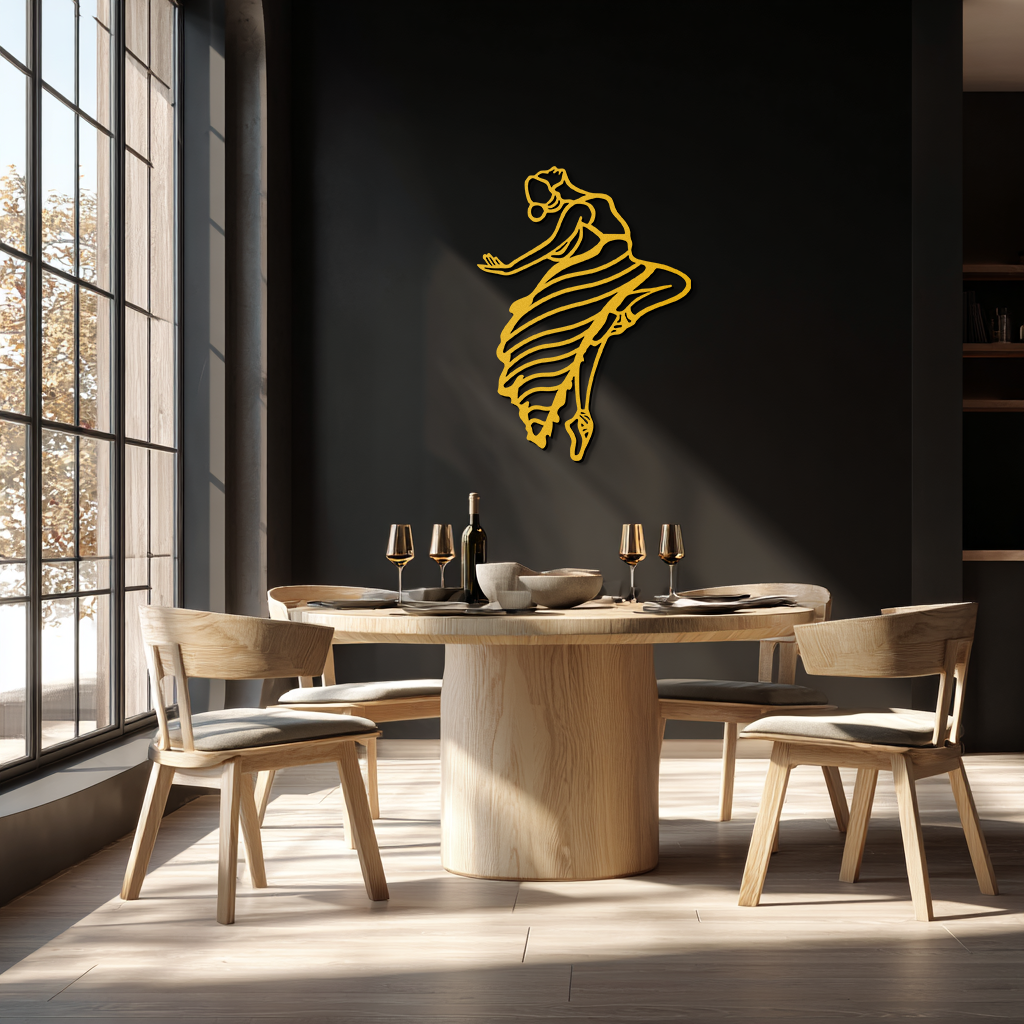 Dancing Woman Metal Wall Art – Graceful Silhouette Décor for Artistic Spaces- KAF648