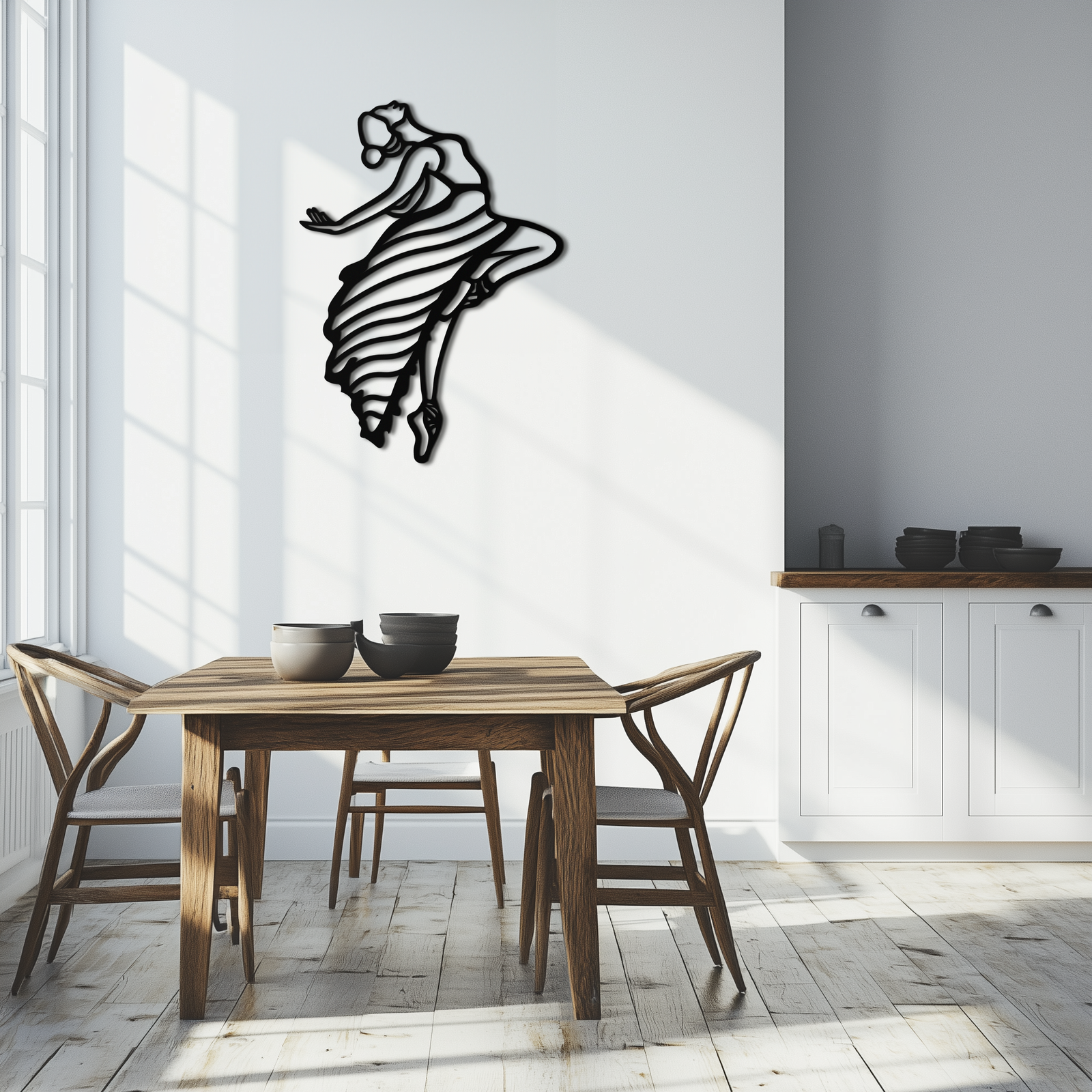 Dancing Woman Metal Wall Art – Graceful Silhouette Décor for Artistic Spaces- KAF648