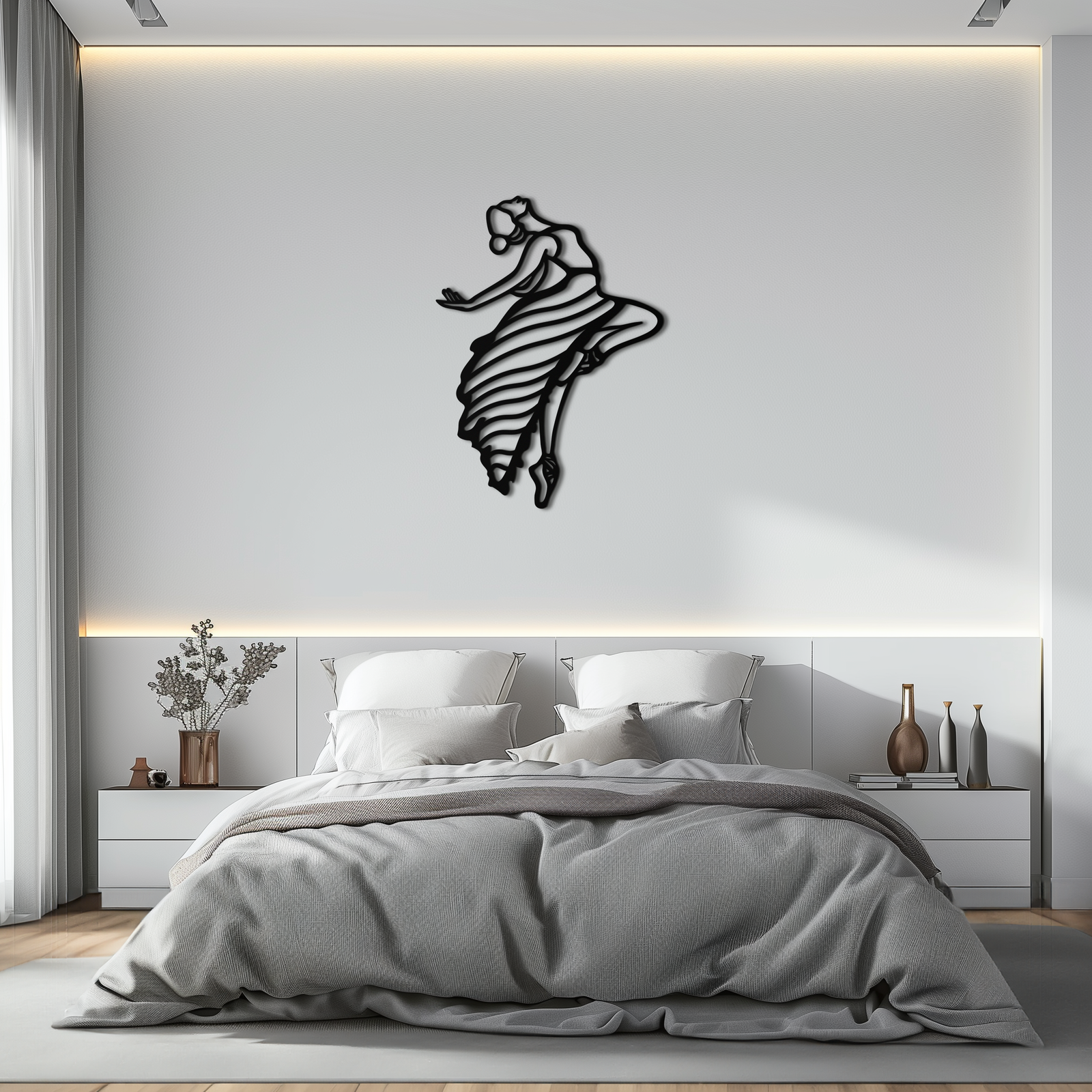 Dancing Woman Metal Wall Art – Graceful Silhouette Décor for Artistic Spaces- KAF648