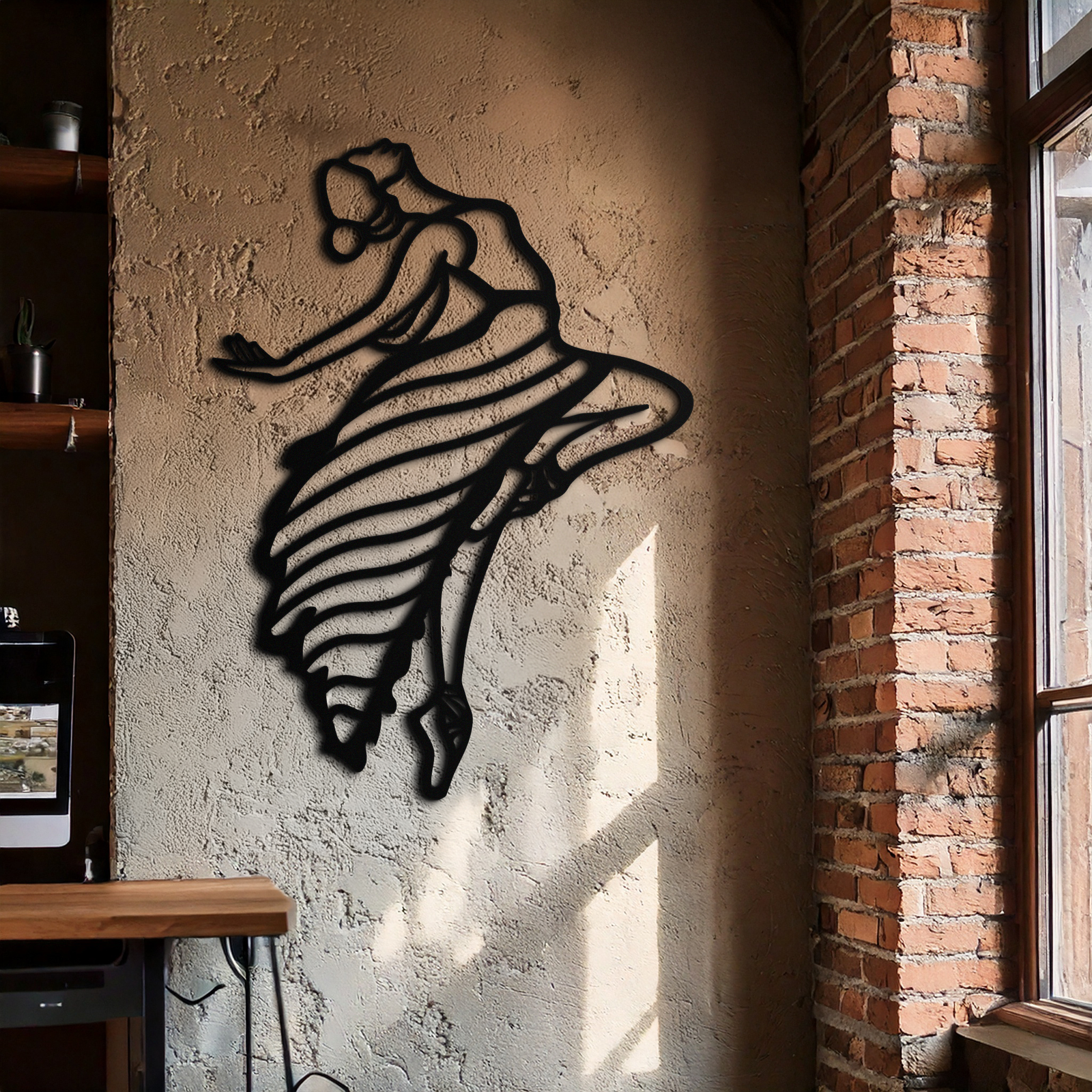 Dancing Woman Metal Wall Art – Graceful Silhouette Décor for Artistic Spaces- KAF648