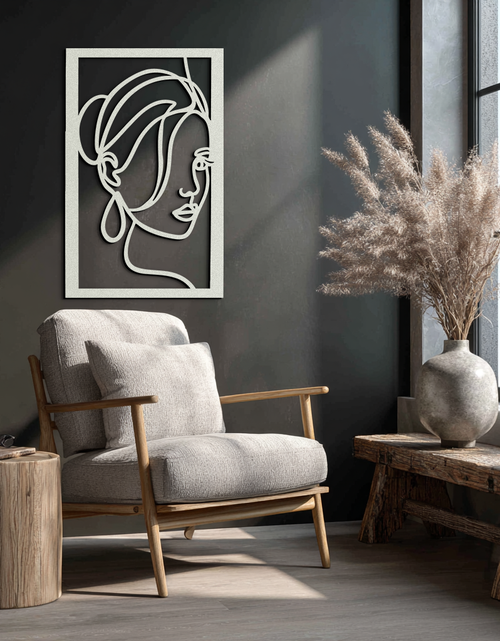 Load image into Gallery viewer, Woman Portrait Line Art Metal Wall Decor – Minimalist Modern Face Silhouette- KAF649
