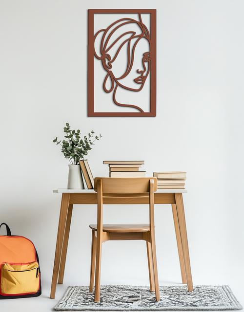 Load image into Gallery viewer, Woman Portrait Line Art Metal Wall Decor – Minimalist Modern Face Silhouette- KAF649