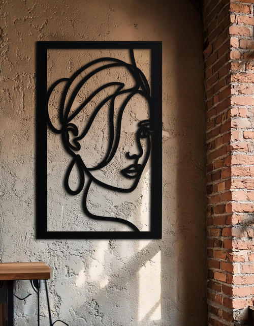 Load image into Gallery viewer, Woman Portrait Line Art Metal Wall Decor – Minimalist Modern Face Silhouette- KAF649